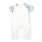 Boys Embroidered 100% Organic Cotton Half Sleeves Sleepsuit with Elephant print-White - Image 3