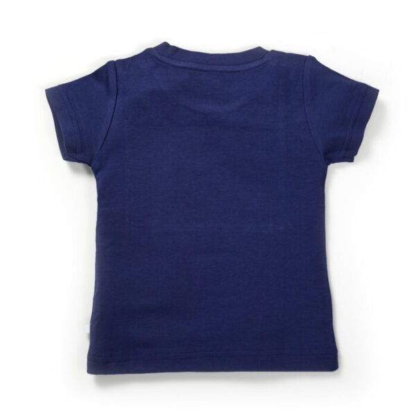Boys Graphic Printed 100%Organic Cotton T-shirt and Pant Set with Elephant printed patch-Navy - Image 4