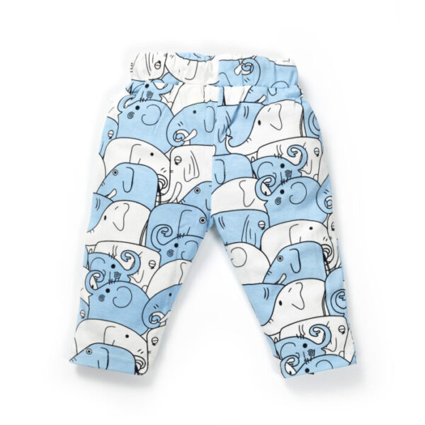 Boys Graphic Printed 100%Organic Cotton T-shirt and Pant Set with Elephant printed patch-Navy - Image 7