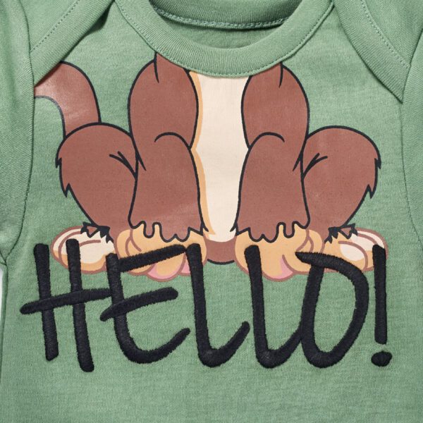 Boys Printed 100% Organic Cotton Bodysuit with Monkey Print- Green - Image 2