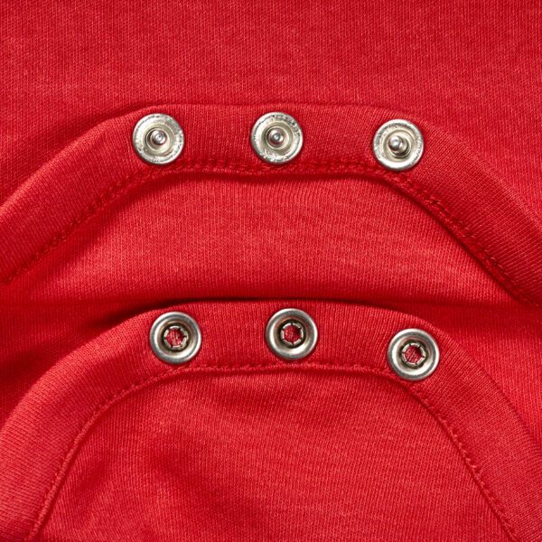 Boys Printed 100% Organic Cotton Collar Neck Half Sleeves Bodysuit with Tiger print- Red - Image 2
