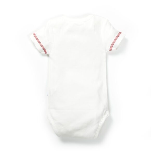 Boys Printed 100% Organic Cotton Envelop Neck Bodysuit with Monkey print- White - Image 3