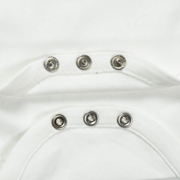 Boys Printed 100% Organic Cotton Envelop Neck Bodysuit with Monkey print- White - Image 4