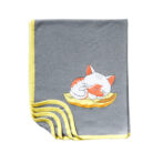 Unisex  Embroidered 100%Organic Cotton Cat Graphics warm Baby Blanket-Grey