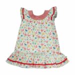 Girls Graphic Printed 100%Organic Cotton floral printed frock- white