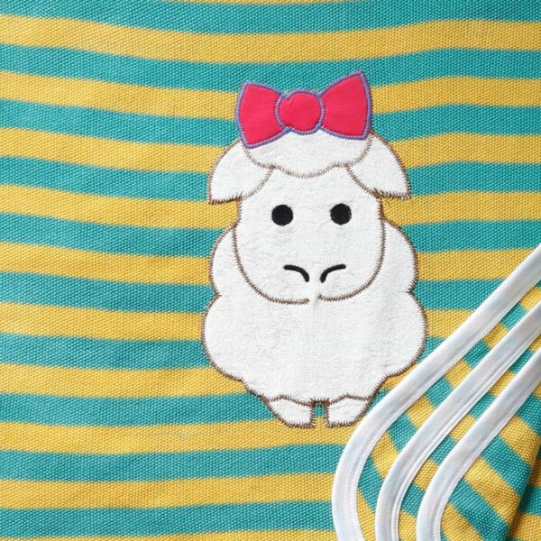 Unisex  Embroidered 100%Organic Cotton warm Baby Blanket with Sheep - Yellow and green - Image 3