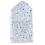 Unisex Printed 100%Organic Cotton Blue Star Baby Wrap - White and Blue