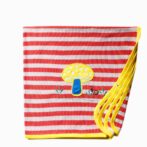 Unisex Stripes Embroidered 100%Organic Cotton Baby Blanket - White and Red