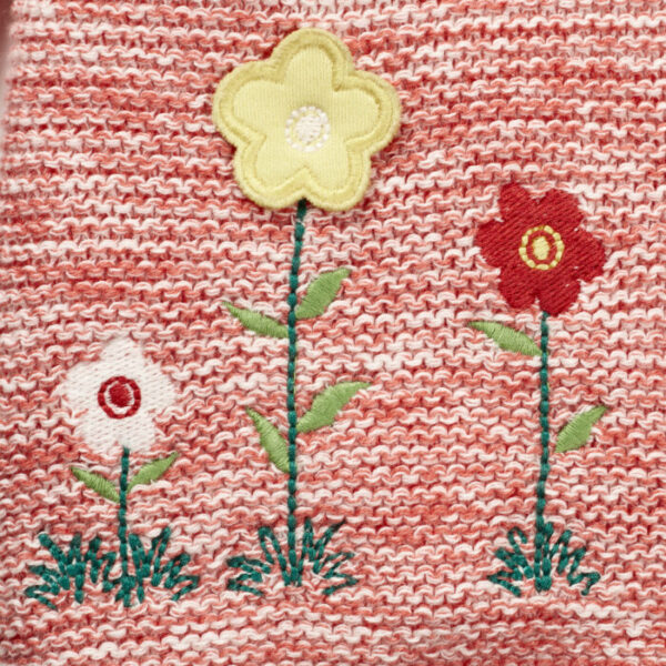 Girls Graphic 100%Organic Cotton Hooded Sweater Jacket with Cute Emb- Corel - Image 4