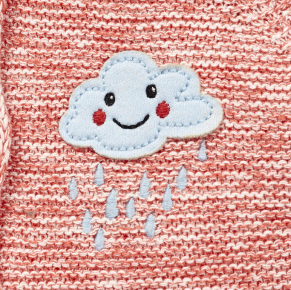 Girls Graphic 100%Organic Cotton Hooded Sweater Jacket with Cute Emb- Corel - Image 2