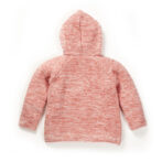 Girls Graphic 100%Organic Cotton Hooded Sweater Jacket with Cute Emb- Corel - Image 3