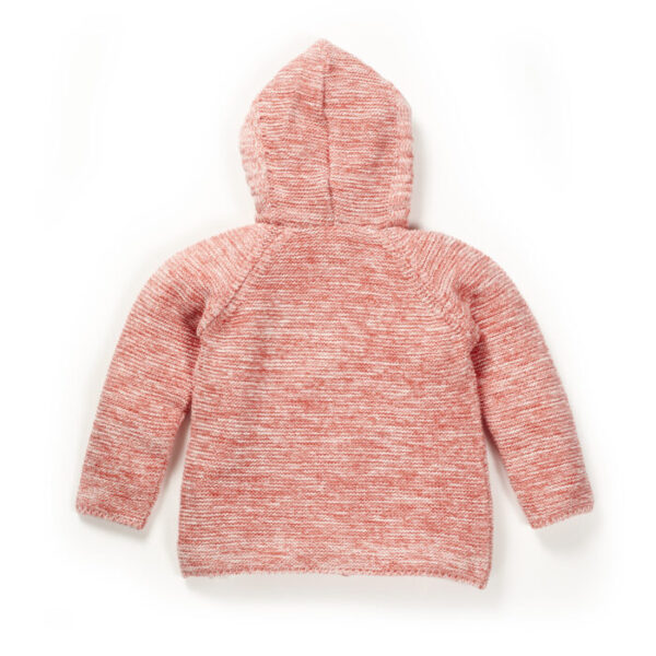 Girls Graphic 100%Organic Cotton Hooded Sweater Jacket with Cute Emb- Corel - Image 3