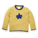 Girls Graphic 100%Organic Cotton Sweater highlighted with Star Graphics-Yellow