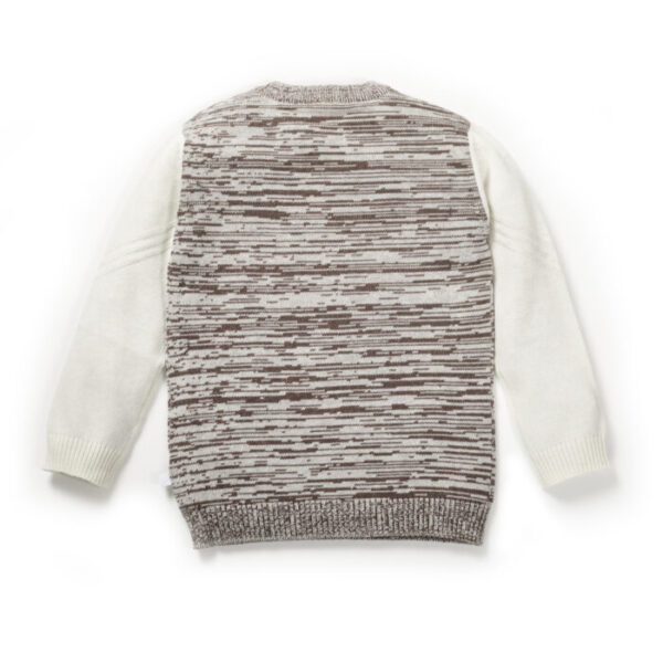 Boys Embroidered 100%Organic Cotton round neck sweater with Bus Graphics-Brown - Image 3