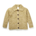 Unisex Printed 100%Organic Cotton Collar Sweater cardigan- Yellow