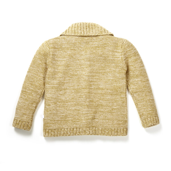 Unisex Printed 100%Organic Cotton Collar Sweater cardigan- Yellow - Image 3