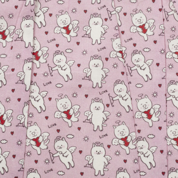 Baby Girls 100% Organic Cotton Cute Angels Printed Balloon Frock with Frilled Neck - Pink - Image 5
