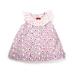 Baby Girls 100% Organic Cotton Cute Angels Printed Balloon Frock with Frilled Neck - Pink
