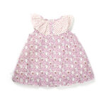 Baby Girls 100% Organic Cotton Cute Angels Printed Balloon Frock with Frilled Neck - Pink - Image 2