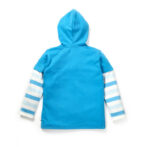Boys Graphic Printed 100%Organic Cotton Hooded Jacket with stripes and plane emb-Blue - Image 3