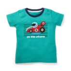 Boys Graphic Printed 100%Organic Cotton Racing Car graphics Tee-Green