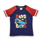 Boys Embroidered 100% Organic Cotton T-shirt with Text print - Navy