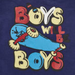 Boys Embroidered 100% Organic Cotton T-shirt with Text print - Navy - Image 2