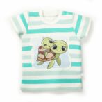 Boys Green T-Shirt Combo Pack of 2 with Elephant & Turtle printed patch - Image 2