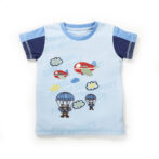 Boys Graphic Printed 100%Organic Cotton Round Neck T-Shirt With Air Fun Print-Blue