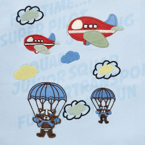 Boys Graphic Printed 100%Organic Cotton Round Neck T-Shirt With Air Fun Print-Blue - Image 2