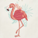 Girls Embroidered Printed 100% Organic Cotton Top With Flamingo Print-White - Image 2
