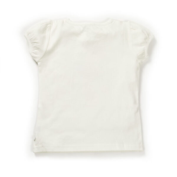 Girls Embroidered Printed 100% Organic Cotton Top With Flamingo Print-White - Image 3