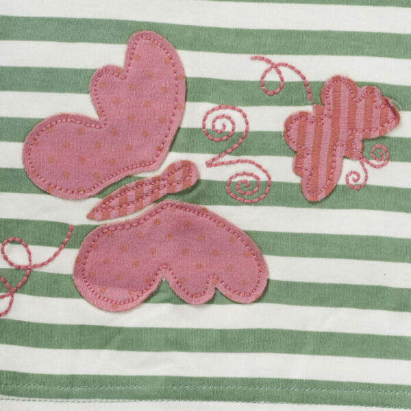 Girls Embroidered Printed 100% Organic Cotton Double layer style  floral Top-Green - Image 3