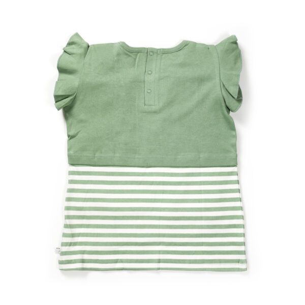 Girls Embroidered Printed 100% Organic Cotton Double layer style  floral Top-Green - Image 5