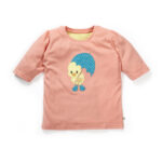Girls Graphic 100% Organic Cotton Top with Three Fourth Sleeves-Orange