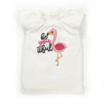 Girls Graphic Printed 100%Organic Cotton long Top With Leggings Set- White - Image 2