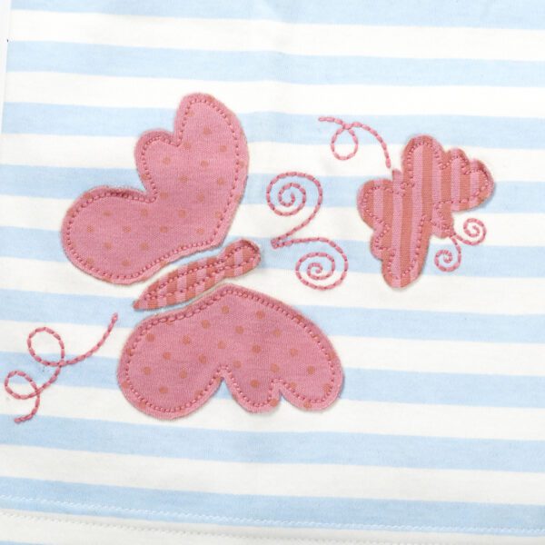 Girls Embroidered Printed 100% Organic Cotton Double layer style floral Top- White - Image 3