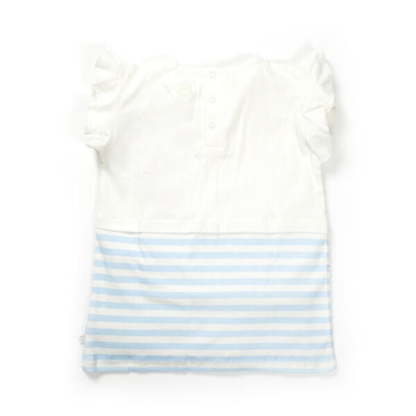 Girls Embroidered Printed 100% Organic Cotton Double layer style floral Top- White - Image 4