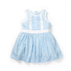 Girls Embroidered 100%Organic Cotton Sea embroiderd Girls Frock- Blue