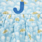 Girls Graphic Printed 100%Organic Cotton Umbrella pattern Frock-Blue - Image 2
