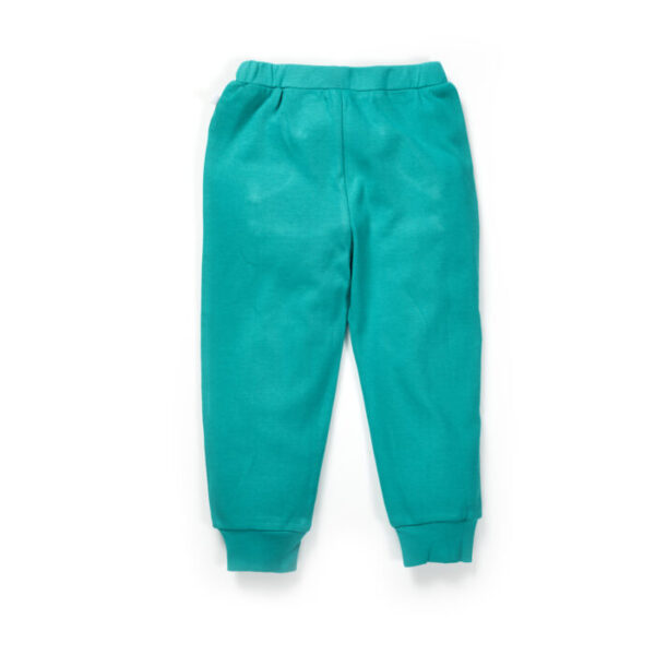 Boys Embroidered 100% Organic Cotton Long Pants with stripe Pocket-Navy - Image 3