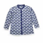 Boys Printed 100% Organic Cotton Ethnic Lotus graphics Collar Kurta and Pajama Set-Navy Blue - Image 2