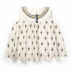 Girls Embroidered Printed 100% Organic Cotton Festive embroidered Top and Dhoti set-Baby Pink - Image 3