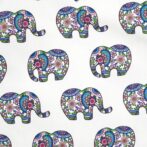 Boys Printed 100% Organic Cotton Ethnic Elephant design Collar Kurta and Pajama Set-White and Navy - Image 3