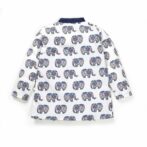 Boys Printed 100% Organic Cotton Ethnic Elephant design Collar Kurta and Pajama Set-White and Navy - Image 4