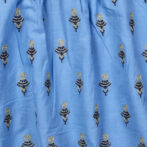 Girls Embroidered Printed 100% Organic Cotton Festive embroidered Top and Dhoti Style Bottoms-Blue and Pink - Image 4