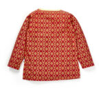 Girls Graphic Printed 100%Organic Cotton Festive Summer Kurta and Dhoti set with Glitter Print-Red and Yellow - Image 4