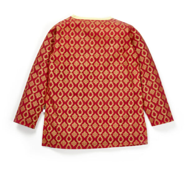 Girls Graphic Printed 100%Organic Cotton Festive Summer Kurta and Dhoti set with Glitter Print-Red and Yellow - Image 4