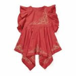 Girls Embroidered 100% Organic Cotton Summer Festive Frock Handkerchief Style-Red