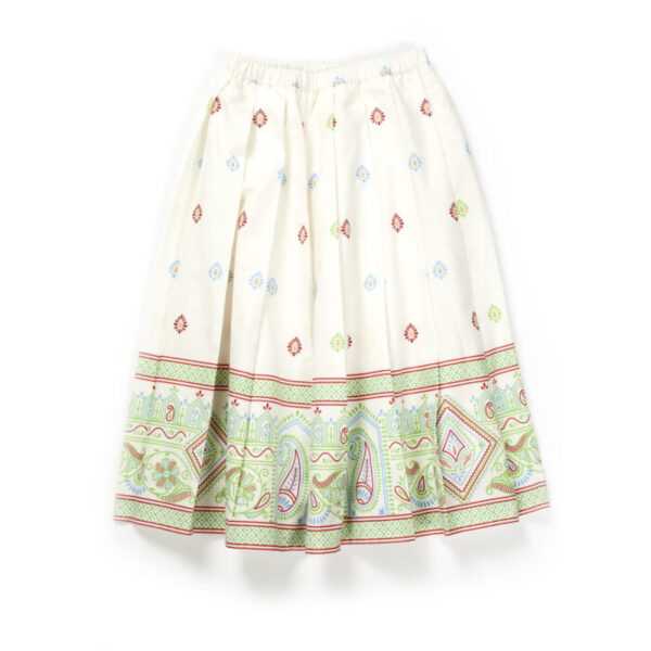 Girls Printed 100%Organic Cotton Festive Skirt with Haulter neck blouse and shaded Dupatta- White and Light Green - Image 8